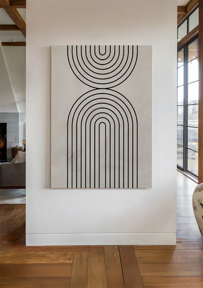 Schwarze Bogenformen Strichzeichnung Geometrisch Minimalistisch Abstrakt Gemälde