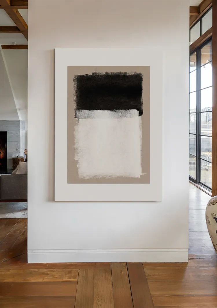Abstract Color Fields Black Beige White Expressive Minimalist Painting