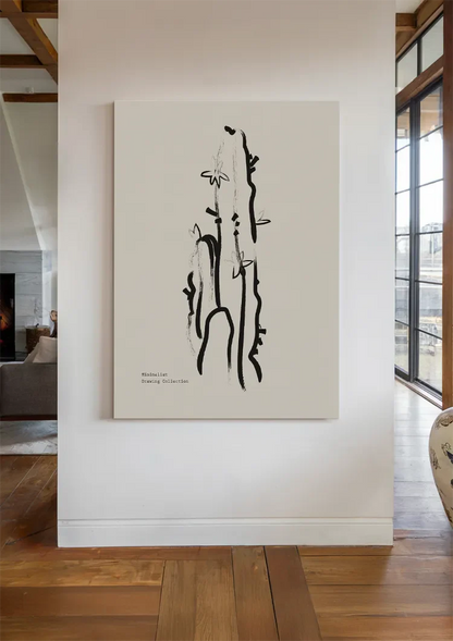 Cactus Lijntekening Zwart Wit Minimalistisch Botanisch Kunst Schilderij