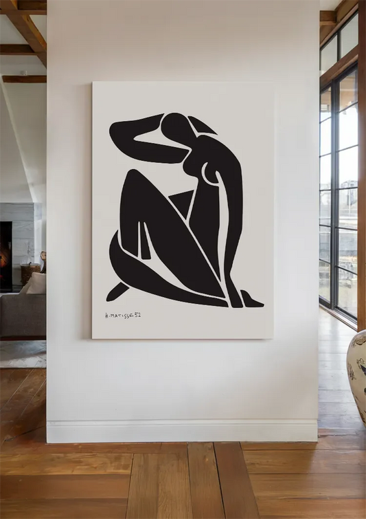 Vrouwelijk silhouet canvas schilderij siert de muur in de hal