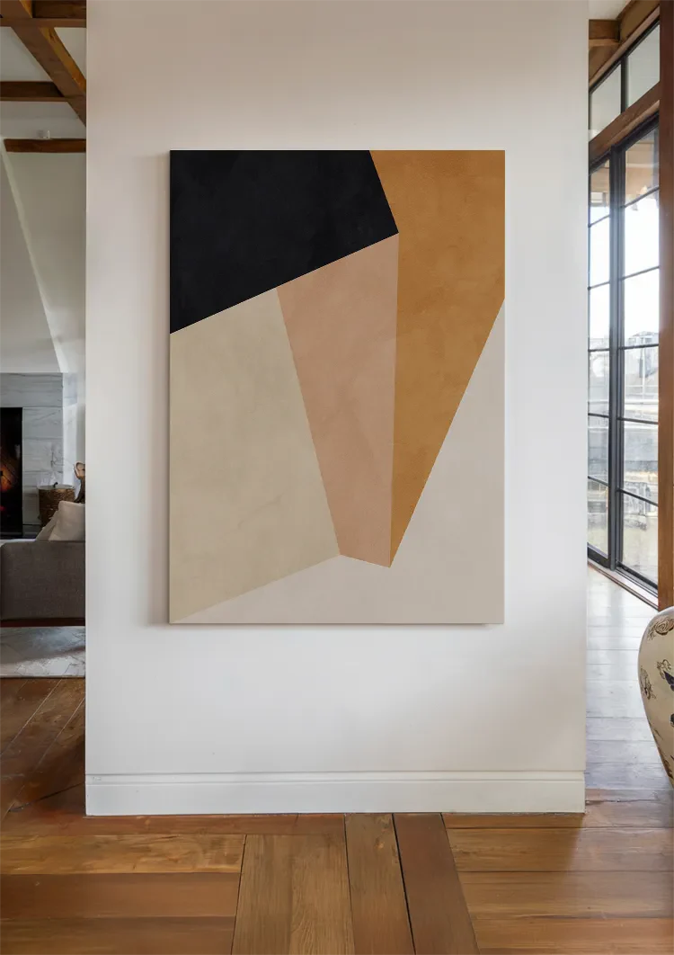 Geometrisch Abstract Aardtinten Driehoeken Minimalistische Kunst Schilderij