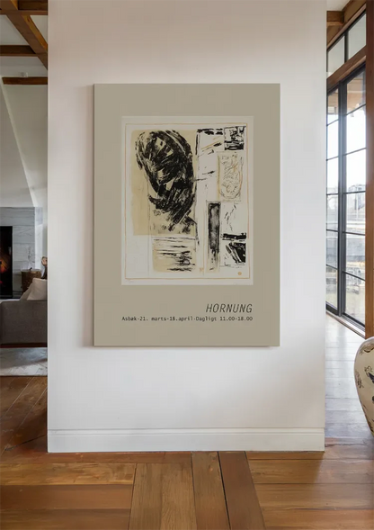 Abstrakt-Expressionistisches Werk mit Text, Beigefarbener Hintergrund, Gemälde