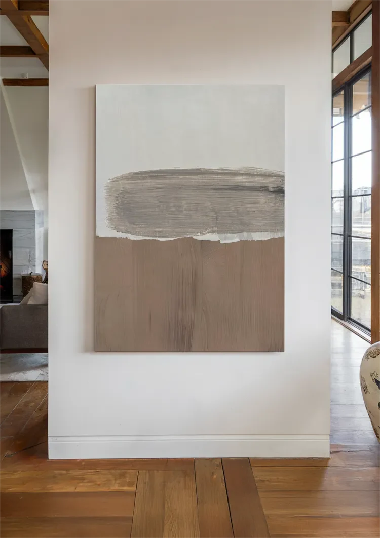 Überlappende Pinselstriche Creme Beige Abstrakt Minimalistisches Gemälde