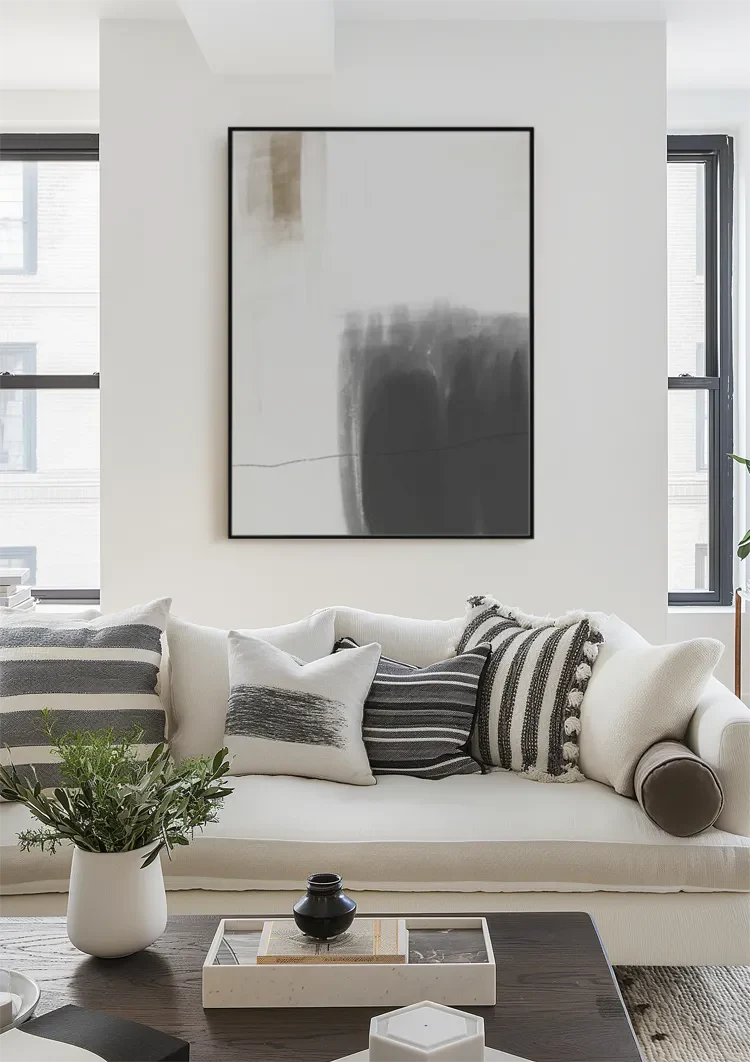 Minimalistisch Abstrakt Neutrale Töne Grau Beige Gemälde