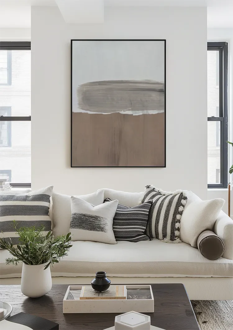 Überlappende Pinselstriche Creme Beige Abstrakt Minimalistisches Gemälde