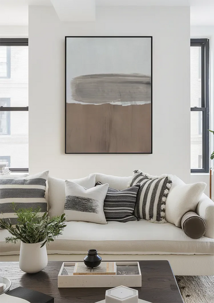 Überlappende Pinselstriche Creme Beige Abstrakt Minimalistisches Gemälde