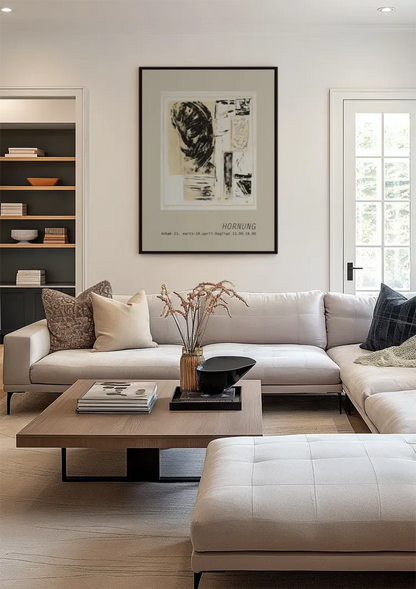 Abstrakt-Expressionistisches Werk mit Text, Beigefarbener Hintergrund, Gemälde