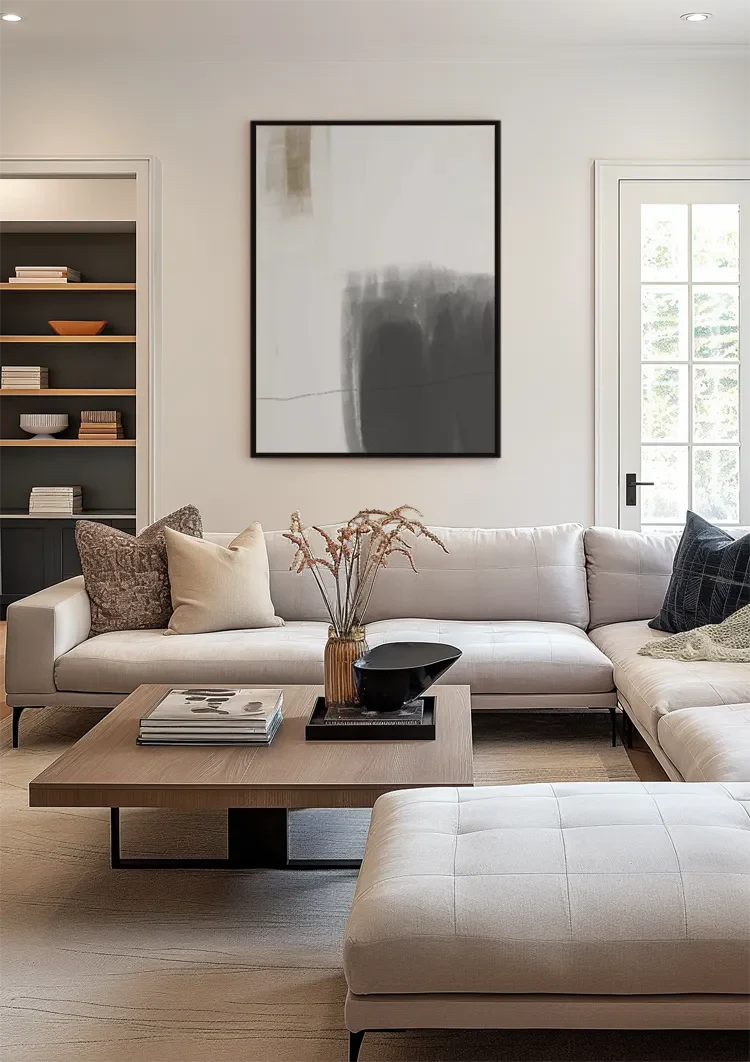 Minimalistisch Abstrakt Neutrale Töne Grau Beige Gemälde