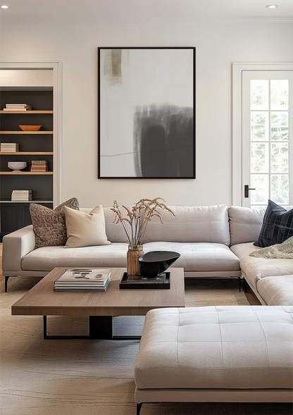 Minimalistisch Abstrakt Neutrale Töne Grau Beige Gemälde