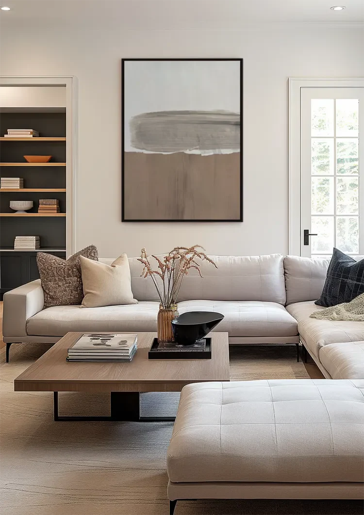 Überlappende Pinselstriche Creme Beige Abstrakt Minimalistisches Gemälde
