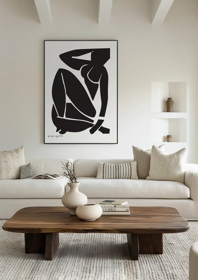 Matisse Vrouwelijk Silhouet Zwart Wit Vet Expressief Kunst Schilderij