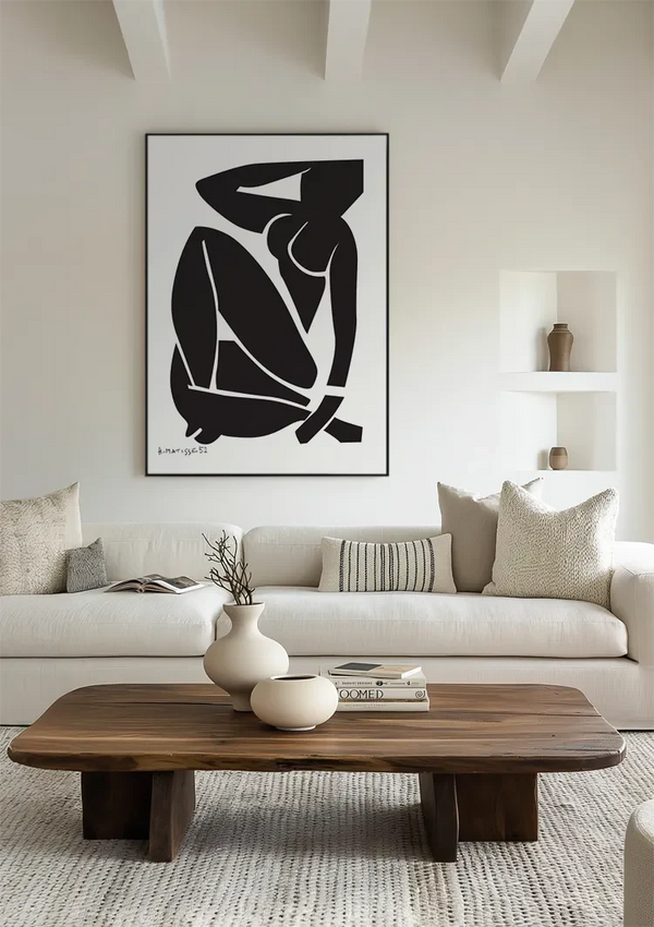 Matisse Vrouwelijk Silhouet Zwart Wit Vet Expressief Kunst Schilderij