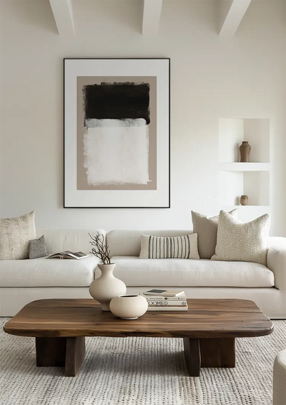 Abstract Color Fields Black Beige White Expressive Minimalist Painting