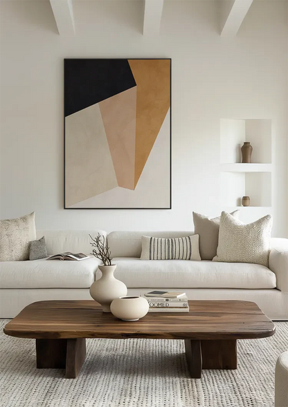 Geometrisch Abstract Aardtinten Driehoeken Minimalistische Kunst Schilderij