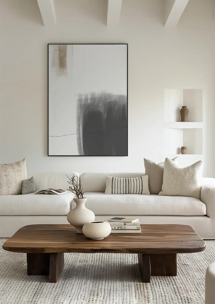 Minimalistisch Abstrakt Neutrale Töne Grau Beige Gemälde