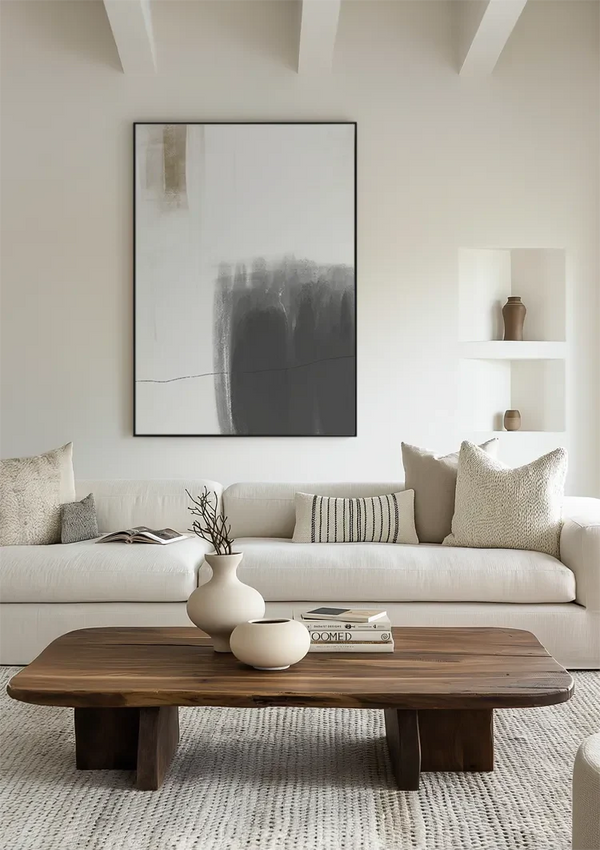 Minimalistisch Abstrakt Neutrale Töne Grau Beige Gemälde