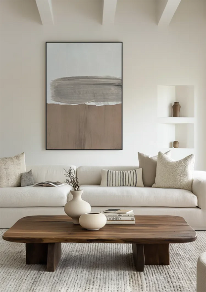 Überlappende Pinselstriche Creme Beige Abstrakt Minimalistisches Gemälde