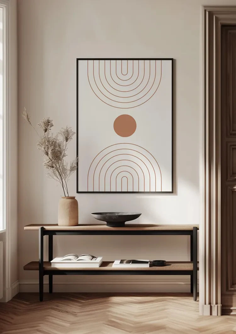 Abstracte Bogen Cirkel Terracotta Minimalistisch Boho Schilderij