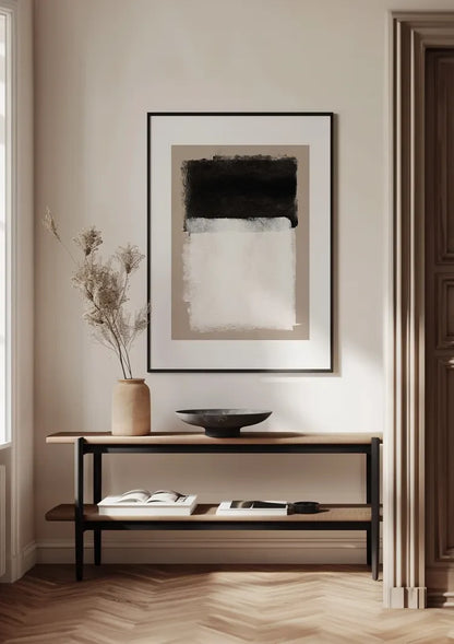 Abstract Color Fields Black Beige White Expressive Minimalist Painting