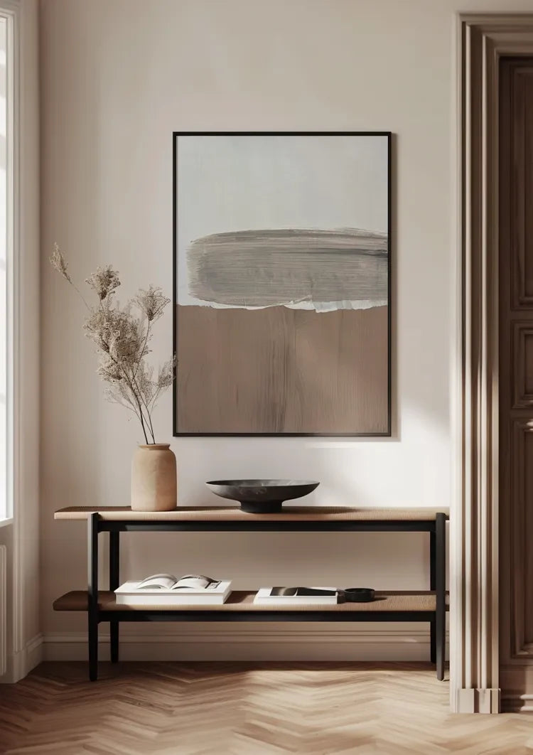 Überlappende Pinselstriche Creme Beige Abstrakt Minimalistisches Gemälde