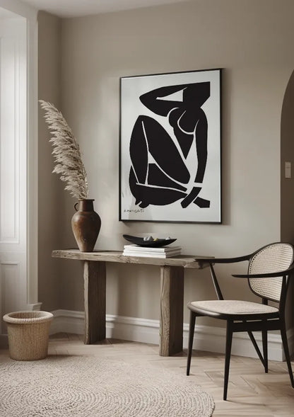 Matisse Vrouwelijk Silhouet Zwart Wit Vet Expressief Kunst Schilderij