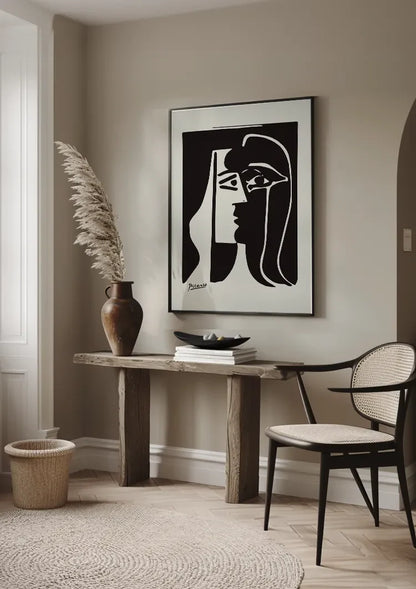 Picasso Kubistisch Zwart Wit Gezicht Portret Schilderij