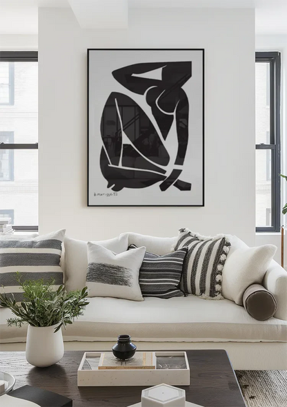 Matisse Vrouwelijk Silhouet Zwart Wit Vet Expressief Kunst Schilderij