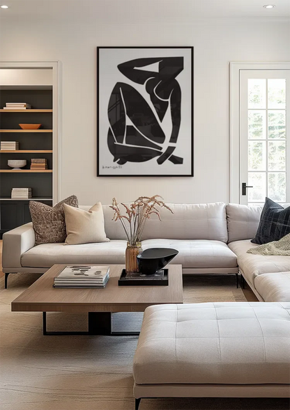 Matisse Vrouwelijk Silhouet Zwart Wit Vet Expressief Kunst Schilderij