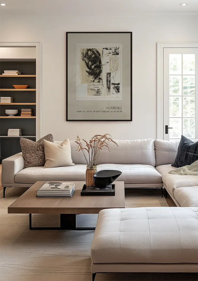 Abstrakt-Expressionistisches Werk mit Text, Beigefarbener Hintergrund, Gemälde