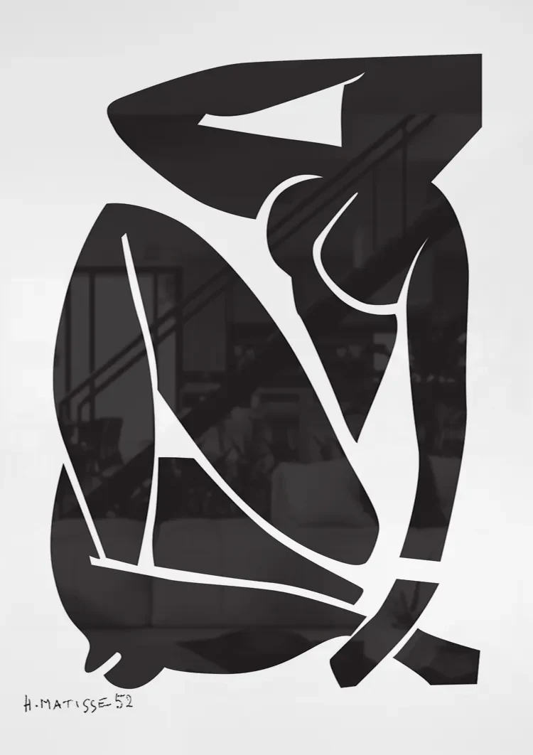 Matisse Vrouwelijk Silhouet Zwart Wit Vet Expressief Kunst Schilderij