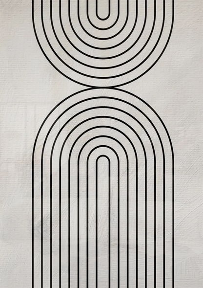 Schwarze Bogenformen Strichzeichnung Geometrisch Minimalistisch Abstrakt Gemälde