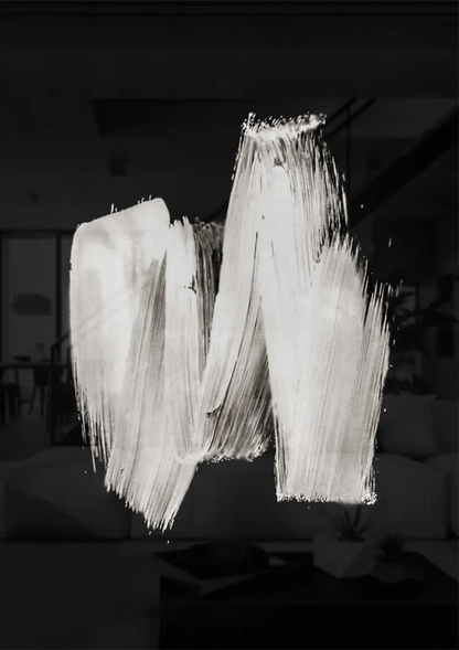 White Paint Strokes Black Abstract Expressive Gestural Art Painting