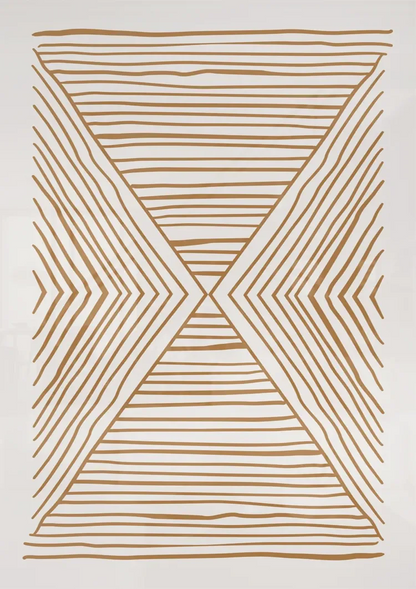 Horizontale Vertikale Linien Gold Beige Geometrisch Minimalistisch Kunst Gemälde