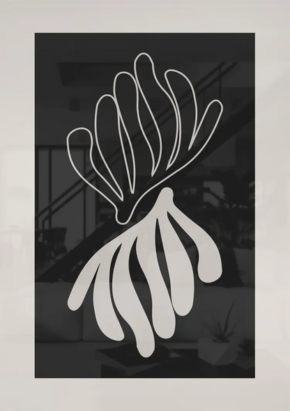 Abstract Coral Shape Black White Filled Shapes Graphic Painting