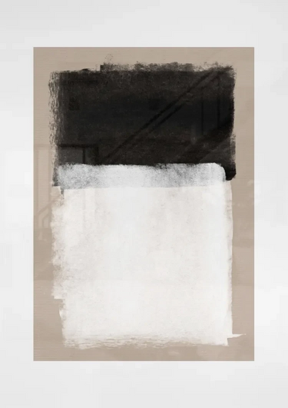 Abstract Color Fields Black Beige White Expressive Minimalist Painting