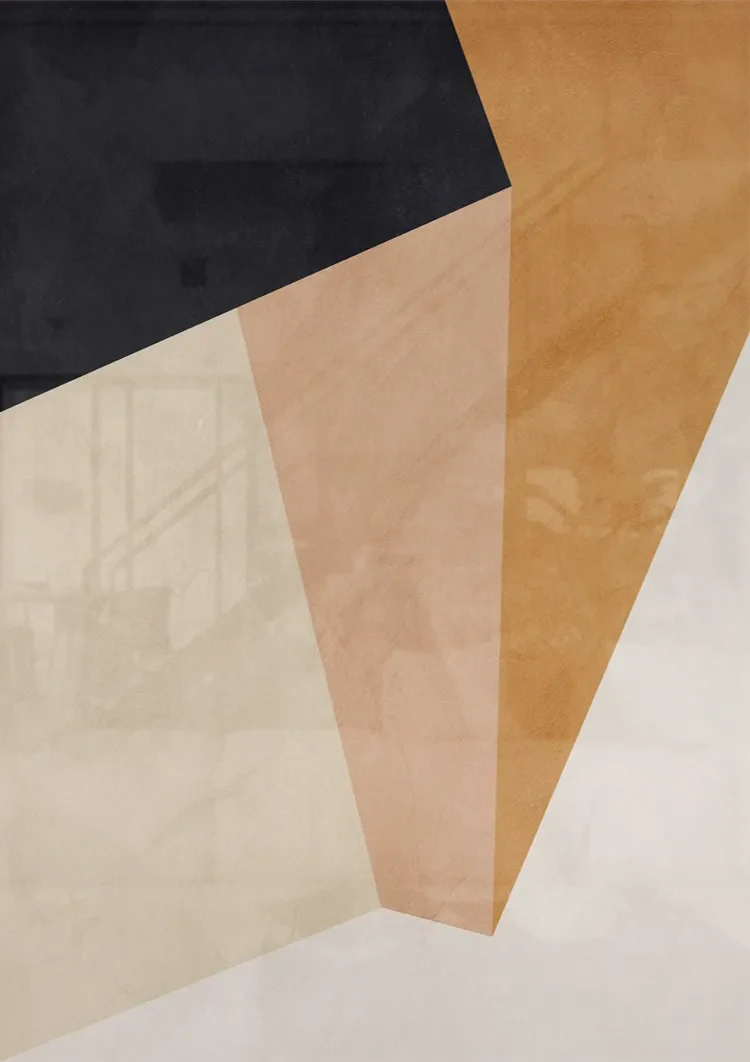 Geometrisch Abstract Aardtinten Driehoeken Minimalistische Kunst Schilderij