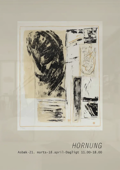 Abstrakt-Expressionistisches Werk mit Text, Beigefarbener Hintergrund, Gemälde