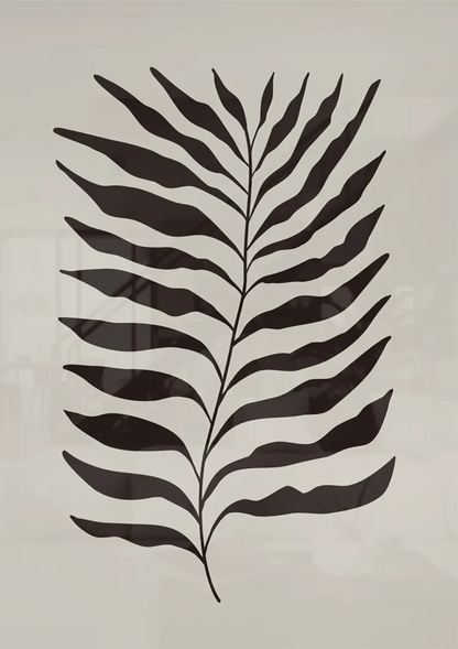 Schwarzer Farnblatt Botanische Illustration Beiger Hintergrund Gemälde