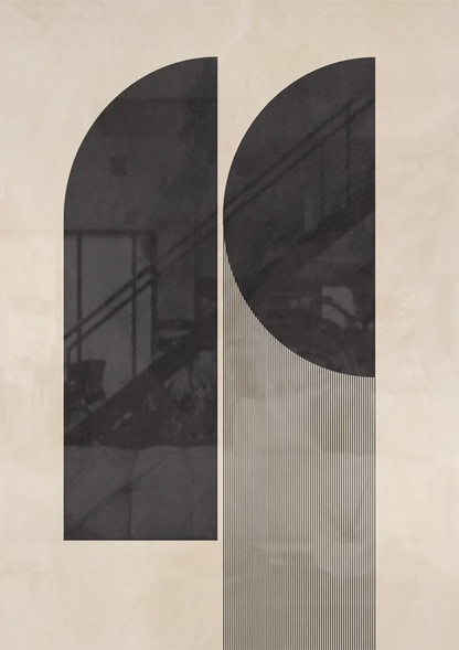 Moderne Abstrakte Geometrische Formen Schwarz Beige Grau Minimalistische Malerei