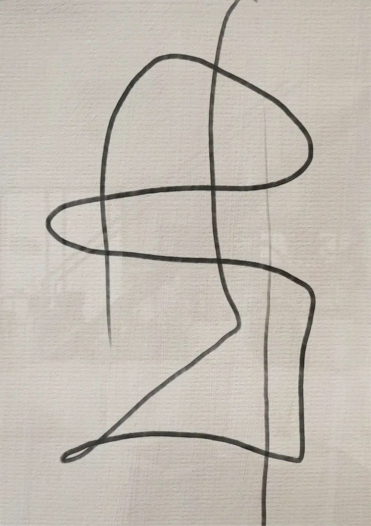 Fließende Linienkunst Abstrakt Beige Hintergrund Minimalistisches Gemälde