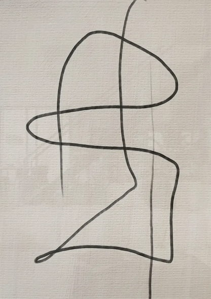 Fließende Linienkunst Abstrakt Beige Hintergrund Minimalistisches Gemälde