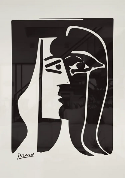 Picasso Kubistisch Zwart Wit Gezicht Portret Schilderij