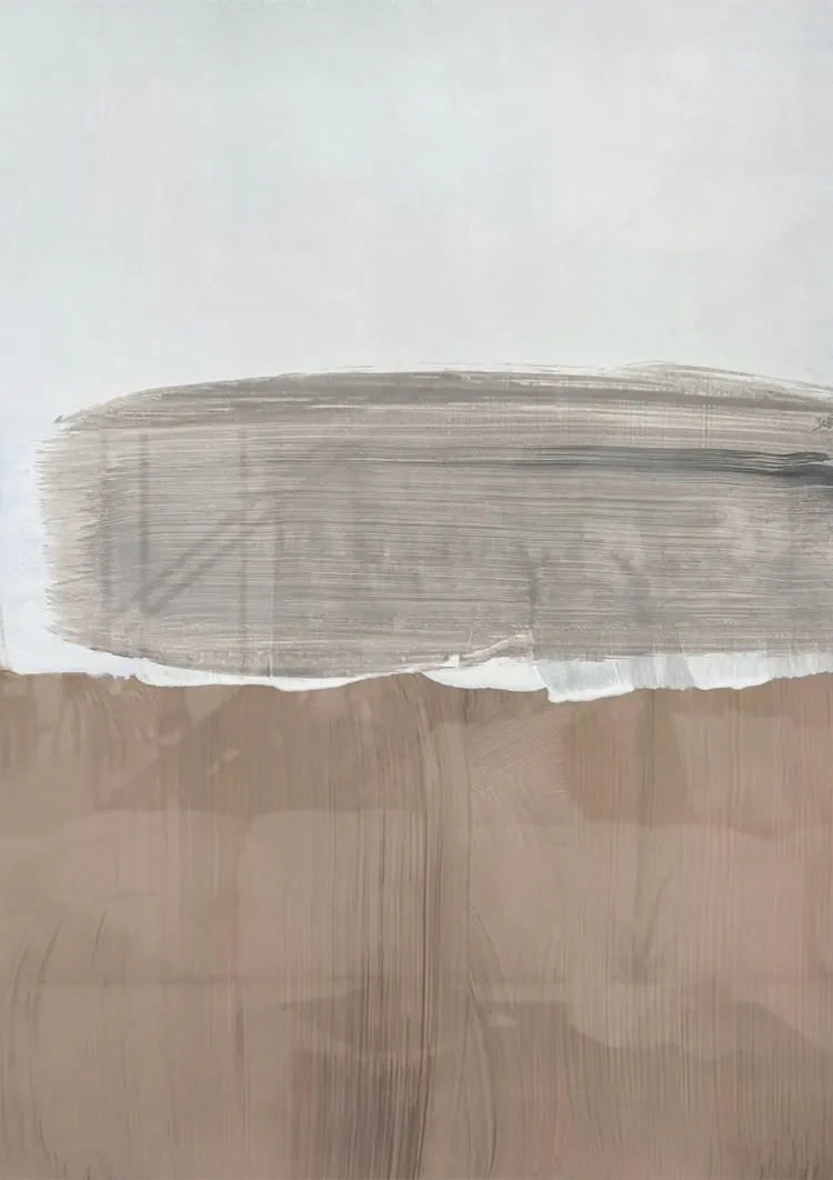 Überlappende Pinselstriche Creme Beige Abstrakt Minimalistisches Gemälde