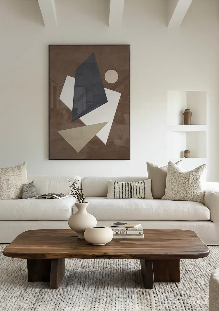 Abstrakte Geometrische Formen Blau Braun Beige Modernes Gemälde