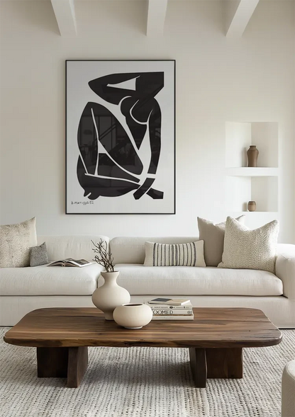 Matisse Vrouwelijk Silhouet Zwart Wit Vet Expressief Kunst Schilderij