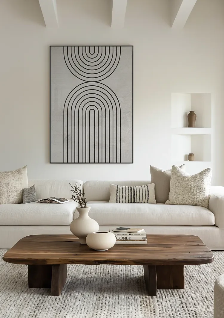 Schwarze Bogenformen Strichzeichnung Geometrisch Minimalistisch Abstrakt Gemälde