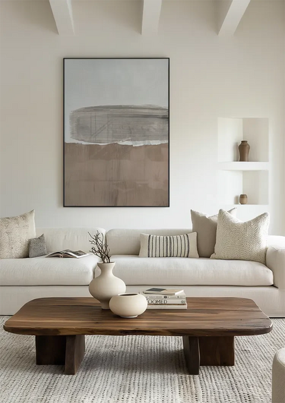 Überlappende Pinselstriche Creme Beige Abstrakt Minimalistisches Gemälde