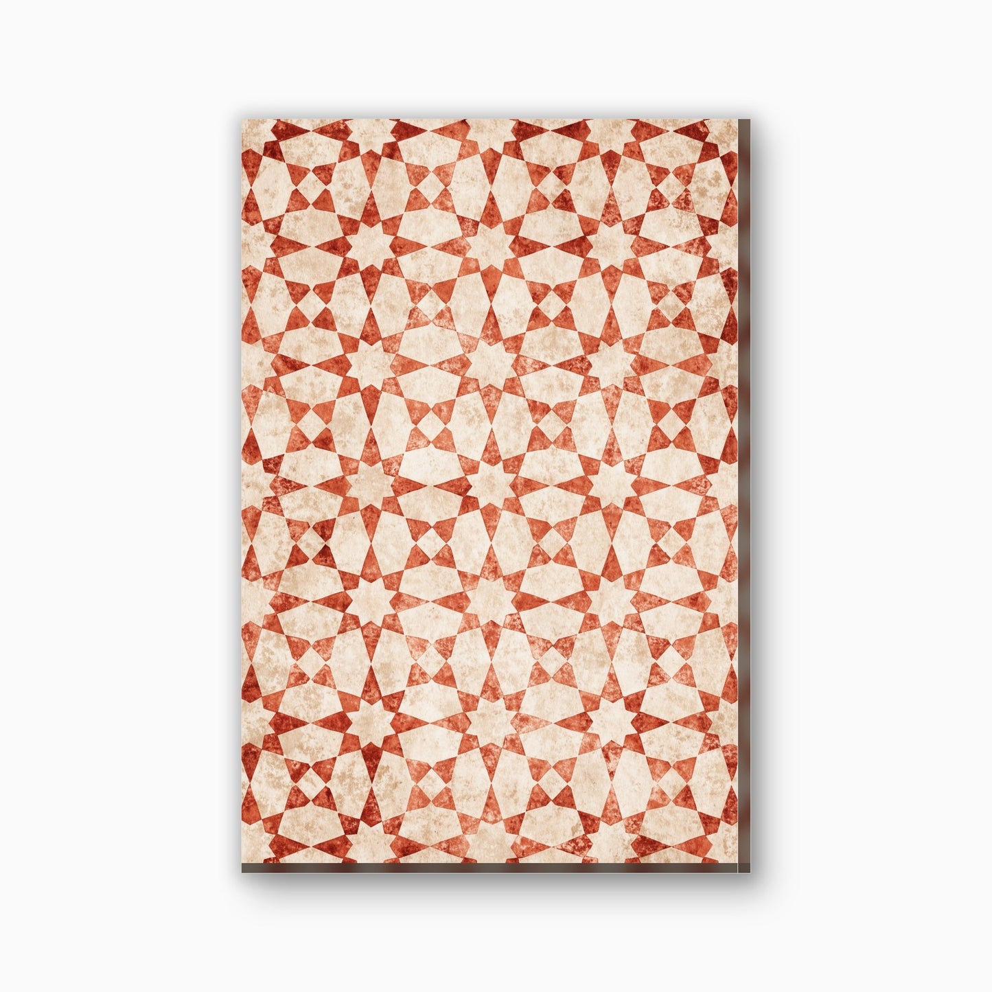 Achtpuntige ster mozaiek canvas schilderij in terracotta en creme