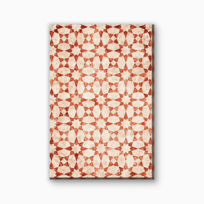Achtpuntige ster mozaiek canvas schilderij in terracotta en creme