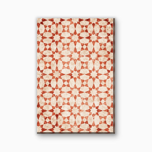 Achtpuntige ster mozaiek canvas schilderij in terracotta en creme